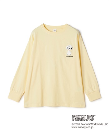 【PEANUTS/ピーナッツ】スヌーピー/SNOOPY サガラ刺繍ロンT◆別注◆(イエロー-M)