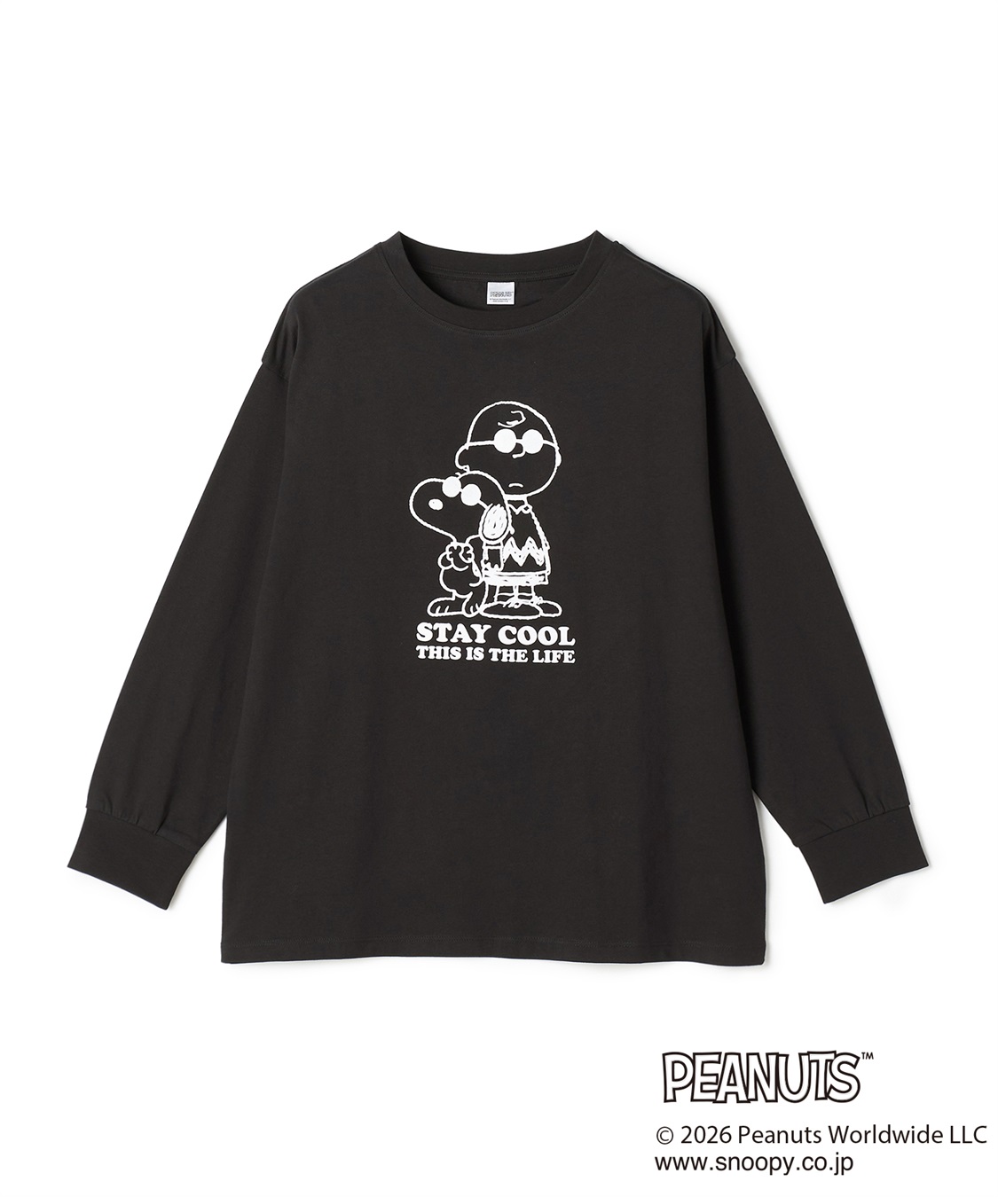 Life Style by cross marche 【PEANUTS/ピーナッツ】SNOOPY/スヌーピー＆ウッドストックフロッキープリントロンT◆別注◆_variation_1