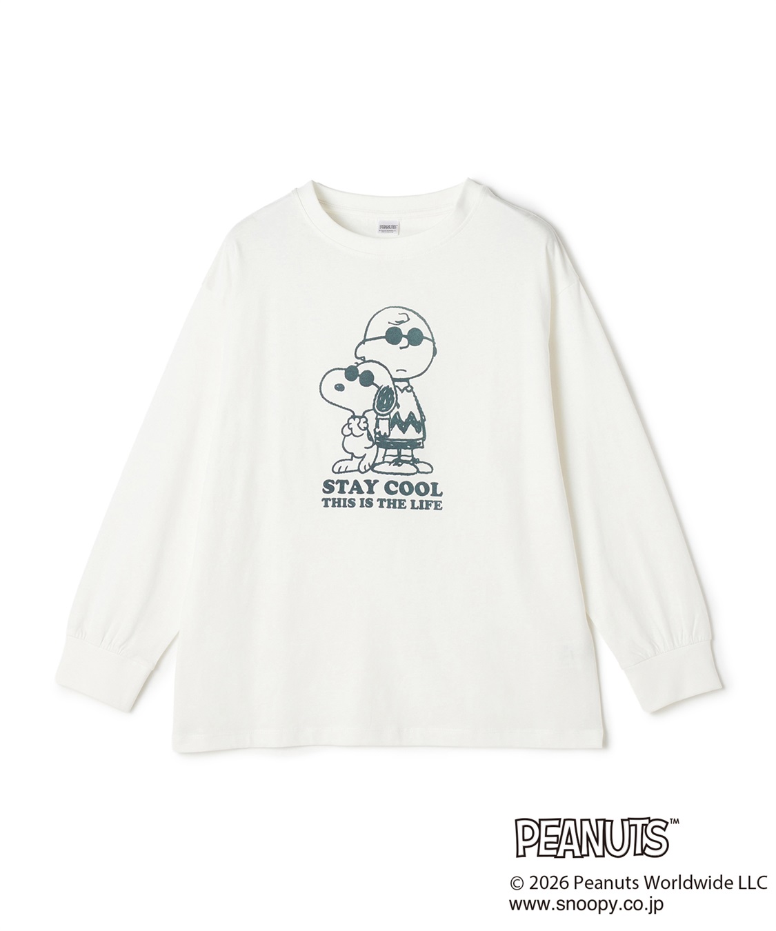 Life Style by cross marche 【PEANUTS/ピーナッツ】SNOOPY/スヌーピー＆ウッドストックフロッキープリントロンT◆別注◆_variation_2