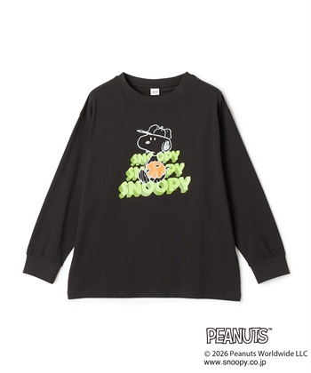 【PEANUTS/ピーナッツ】SNOOPY/スヌーピーベースボールロゴプリントロンT◆別注◆（2026SS）(ブラック-M)