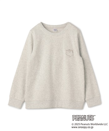 【PEANUTS/ピーナッツ】SNOOPY/スヌーピー刺繍デザイン裏起毛スウェットトレーナー(ベージュ-M)
