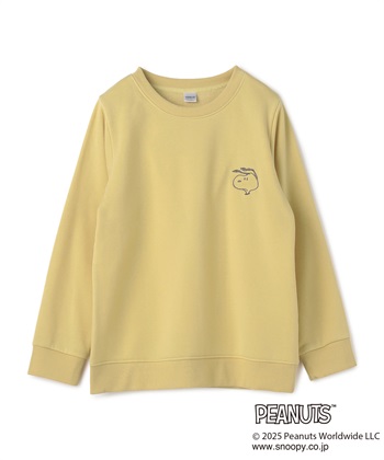 【PEANUTS/ピーナッツ】SNOOPY/スヌーピー刺繍デザイン裏起毛スウェットトレーナー(イエロー-M)