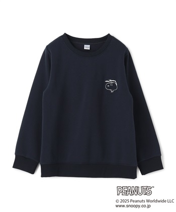 【PEANUTS/ピーナッツ】SNOOPY/スヌーピー刺繍デザイン裏起毛スウェットトレーナー(ネイビー-M)