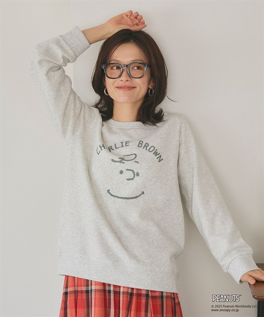 chara station 【PEANUTS/ピーナッツ】チャーリーブラウンフロントプリント裏起毛スウェットトレーナー