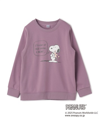 【PEANUTS/ピーナッツ】SNOOPY/スヌーピーフロントプリント裏起毛スウェットトレーナー（2025AW）(パープル-M)