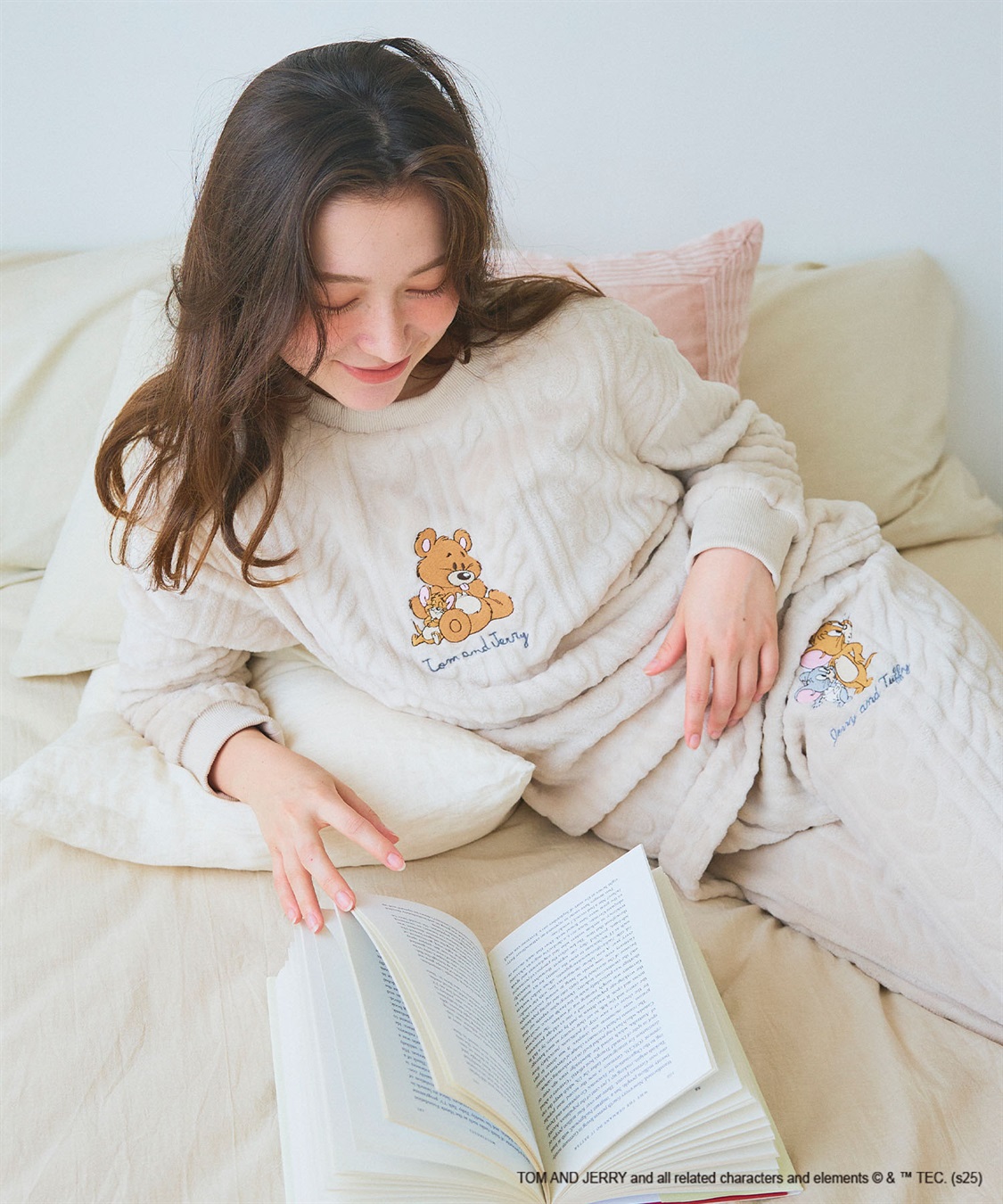 Life Style by cross marche 【TOM and JERRY/トムとジェリー】トムジェリ刺繍ケーブルフリース長袖トップス/ルームウェア（上下別売り）_main