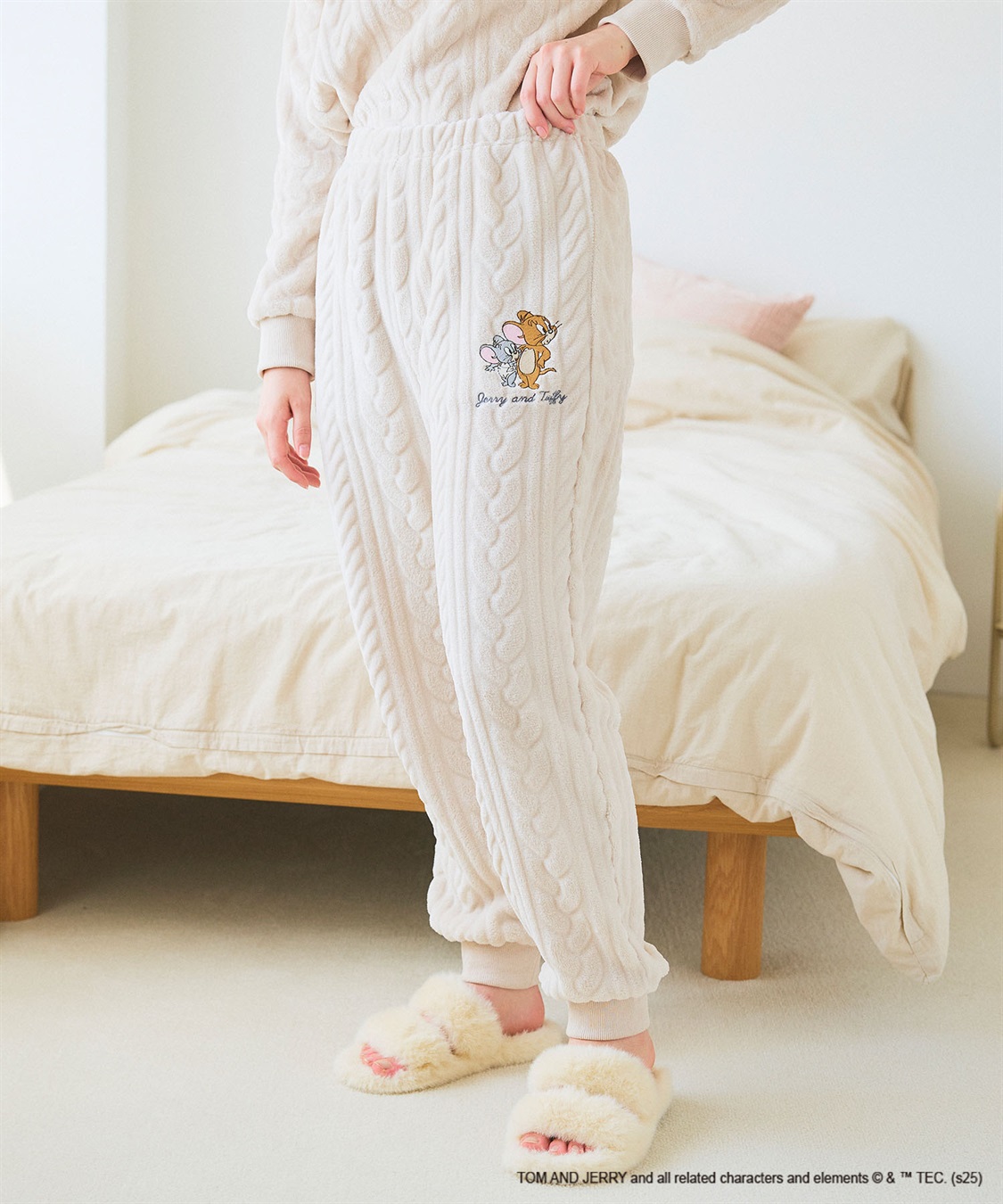 Life Style by cross marche 【TOM and JERRY/トムとジェリー】トムジェリ刺繍ケーブルフリースロングパンツ/ルームウェア（上下別売り）_main