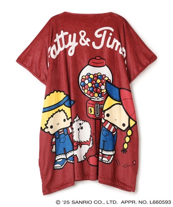 【sanrio characters】パティ＆ジミープリントあったか着るフリース毛布ウェア《サンリオキャラクターズ》				(レッド-FREE)