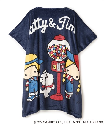 【sanrio characters】パティ＆ジミープリントあったか着るフリース毛布ウェア《サンリオキャラクターズ》				(ネイビー-FREE)