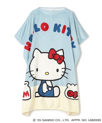【sanrio characters】HELLO KITTY/ハローキティあったか着るフリース毛布ウェア《サンリオキャラクターズ》(ブルー-FREE)