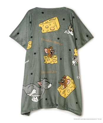 【TOM and JERRY/トムとジェリー】トムジェリあったか着るフリース毛布ウェア(チャコール-FREE)