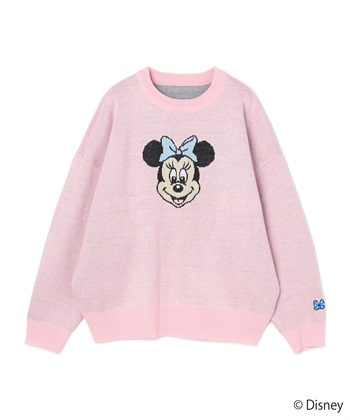 【Disney/ディズニー】Minnie Mouse/ミニーマウス/ジャガードニットプルオーバー(ピンク-M)
