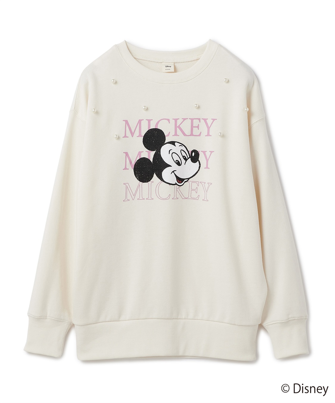 Life Style by cross marche 【Disney/ディズニー】Mickey Mouse/ミッキーマウスパール付き裏毛ドロップショルダープリントスウェットプルオーバー_variation_1