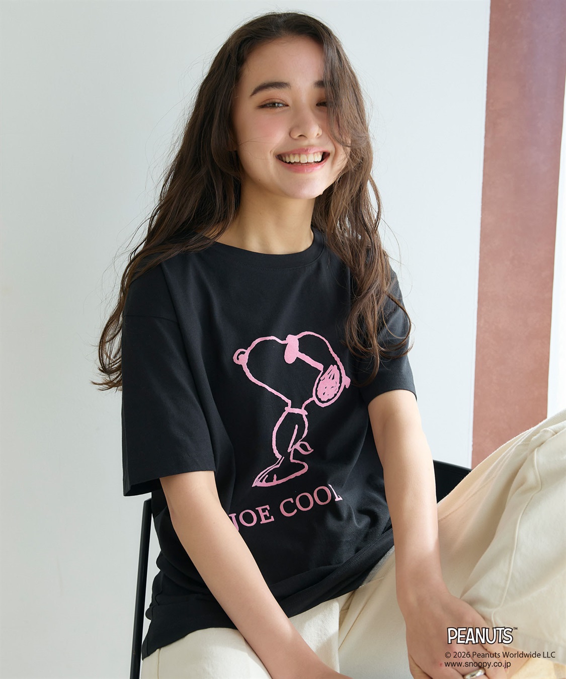 chara station 【PEANUTS/ピーナッツ】SNOOPY/スヌーピー「JOE COOL」フロッキープリントTシャツ_main