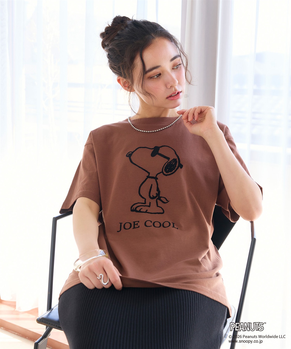 chara station 【PEANUTS/ピーナッツ】SNOOPY/スヌーピー「JOE COOL」フロッキープリントTシャツ_variation_3
