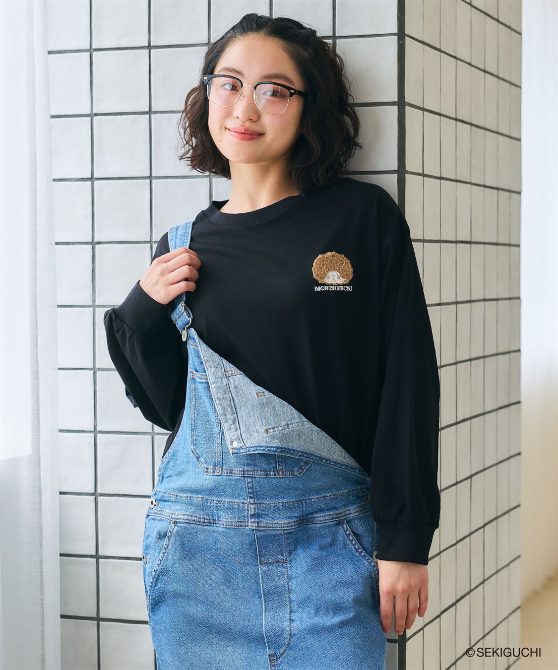 chara station 【モンチッチ】ワンポイント刺繍ロンT_variation_1