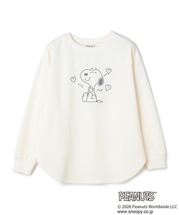 【PEANUTS/ピーナッツ】SNOOPY/スヌーピーワッフル刺繍ルームウェアトップス/パジャマ（上下別売り）（2026SS）(アイボリー-M)