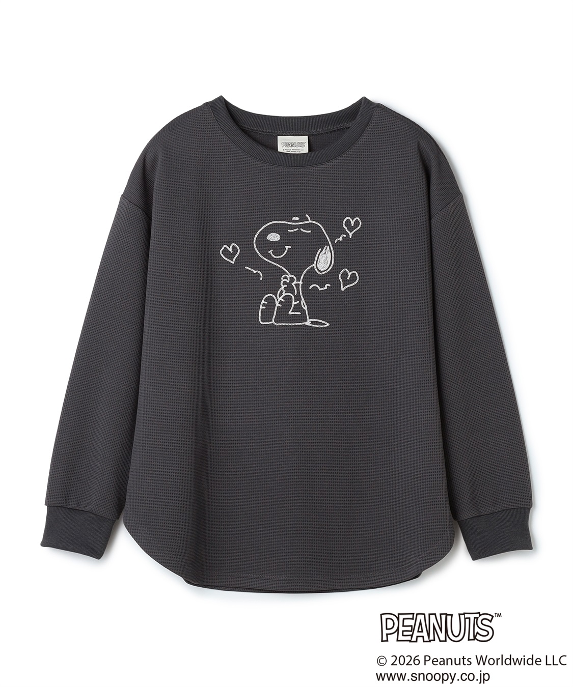 Life Style by cross marche 【PEANUTS/ピーナッツ】SNOOPY/スヌーピーワッフル刺繍ルームウェアトップス/パジャマ（上下別売り）（2026SS）_variation_2