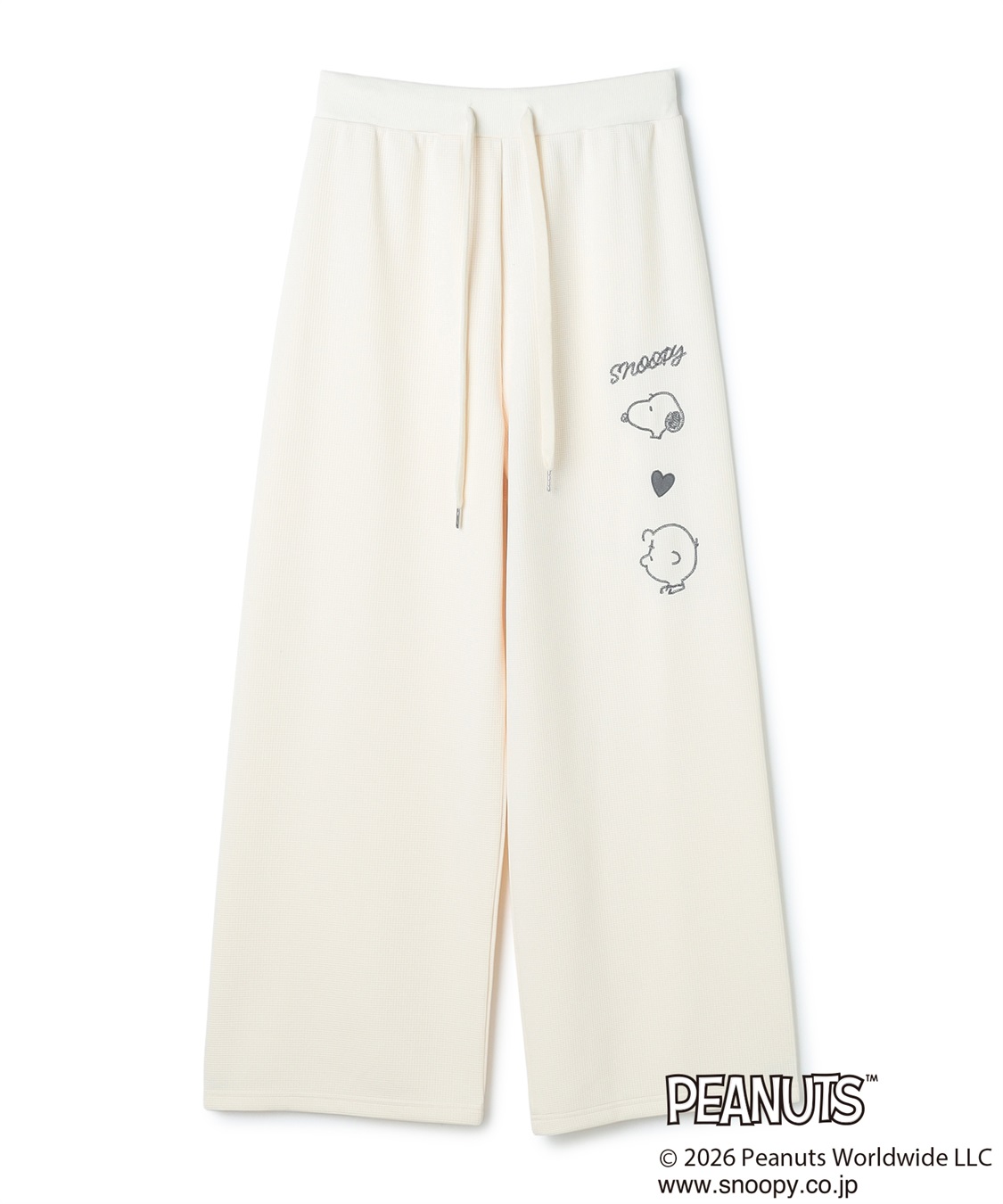Life Style by cross marche 【PEANUTS/ピーナッツ】SNOOPY/スヌーピーワッフル刺繍ルームウェアパンツ/パジャマ（上下別売り）（2026SS）_variation_1
