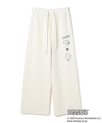 【PEANUTS/ピーナッツ】SNOOPY/スヌーピーワッフル刺繍ルームウェアパンツ/パジャマ（上下別売り）（2026SS）(アイボリー-M)