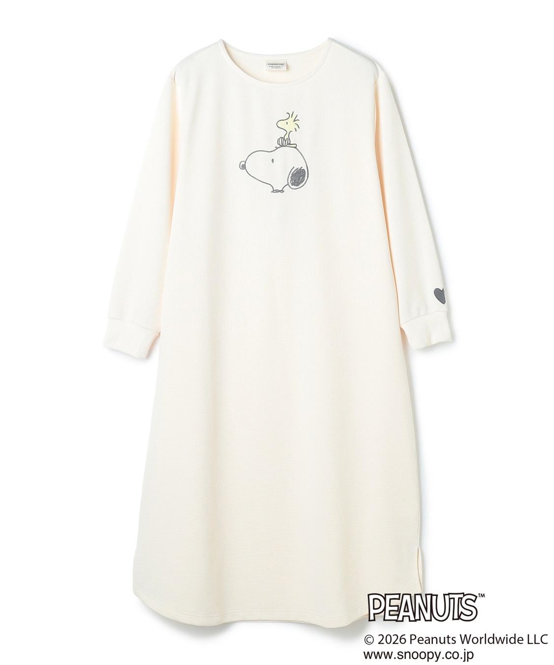 Life Style by cross marche 【PEANUTS/ピーナッツ】SNOOPY/スヌーピーワッフル刺繍ルームウェアワンピース/パジャマ（2026SS）_variation_1