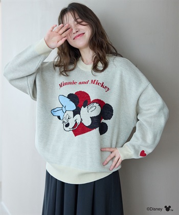 chara station 【Disney/ディズニー】ミッキー＆ミニージャガードニットプルオーバー