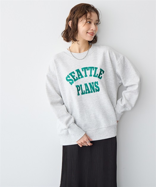anyfee/プラスサイズ】ビッグシルエット裏毛ロゴ刺繍プルオーバー