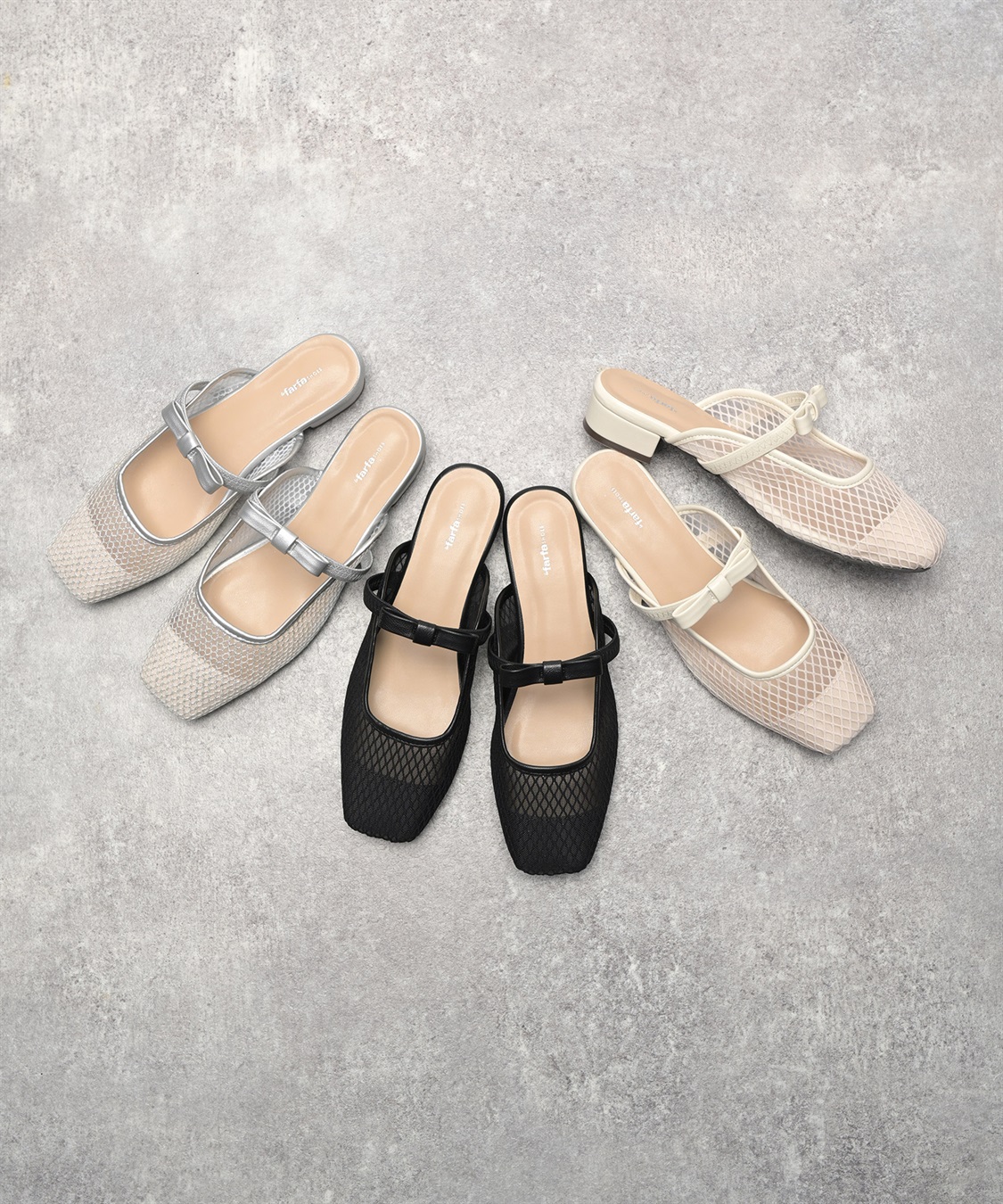 anyfee 【anyfee/プラスサイズ】チュールミュール/サンダル（4E・甲高・幅広）《la farfa SHOES/ラファーファシューズ》_main