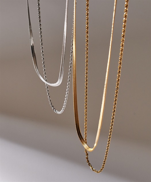 anyfee/プラスサイズ】ニッケルフリー2連ネックレス《金属アレルギー