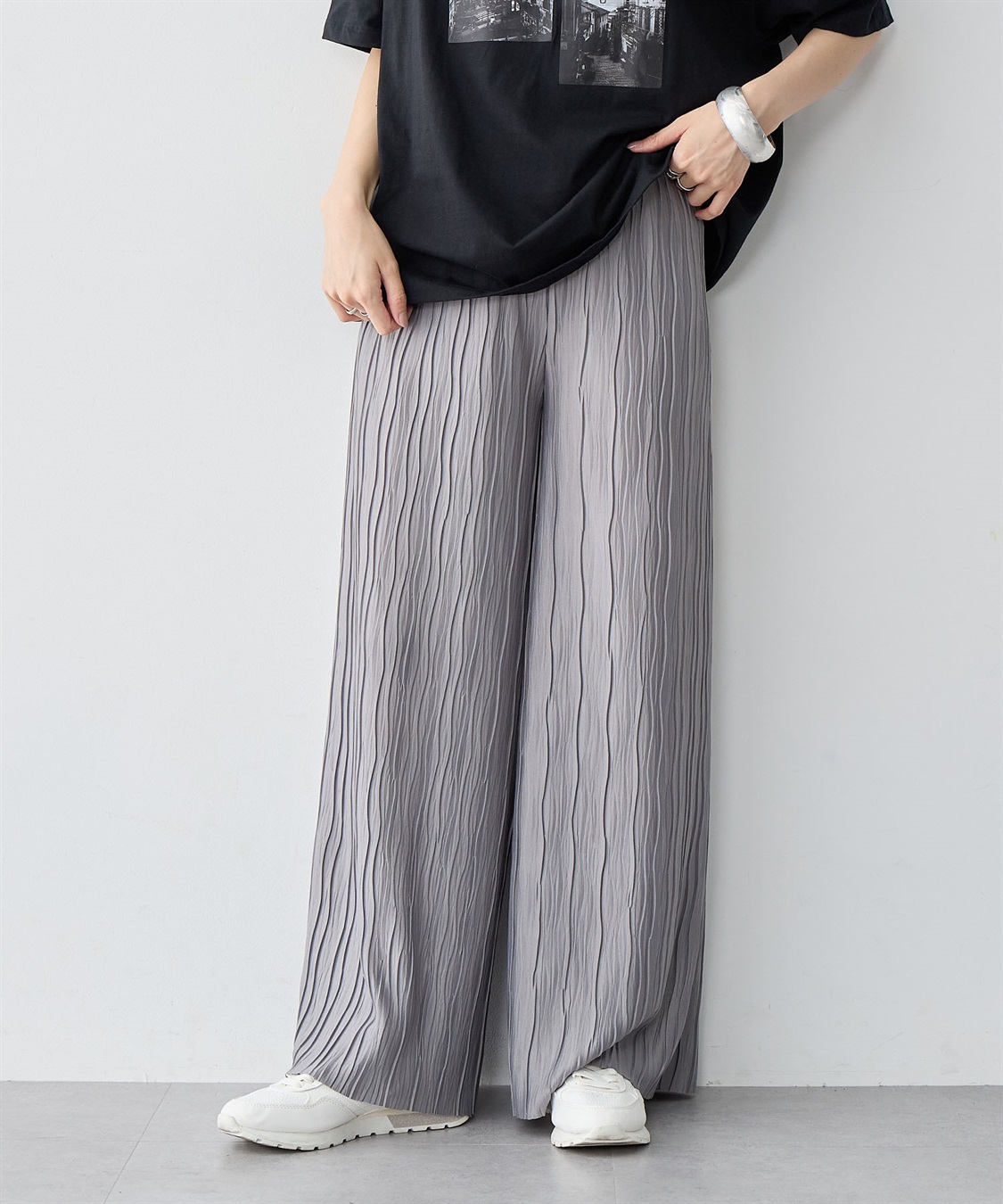 anyfee 【anyfee/大きいサイズ】セルフカットプリーツパンツ_main