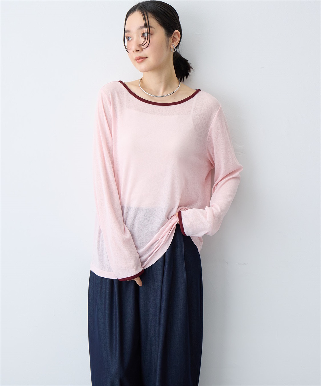 anyfee 【anyfee/プラスサイズ】シアーリンガーTシャツ_main