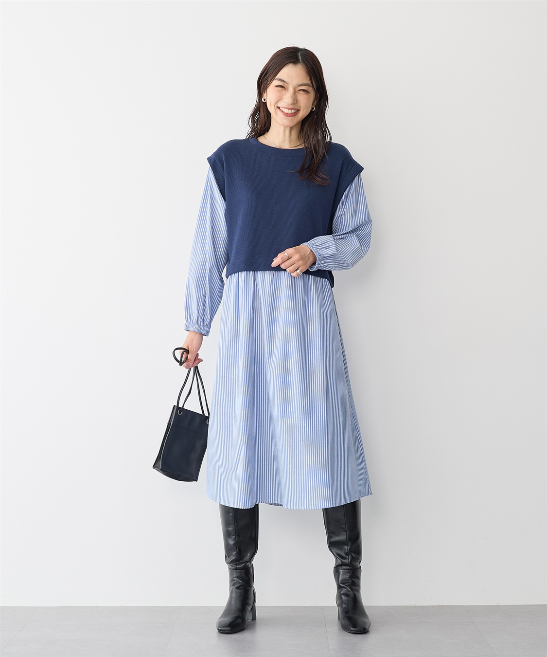 美品★Ameri ベストレイヤード　シャツドレス 502