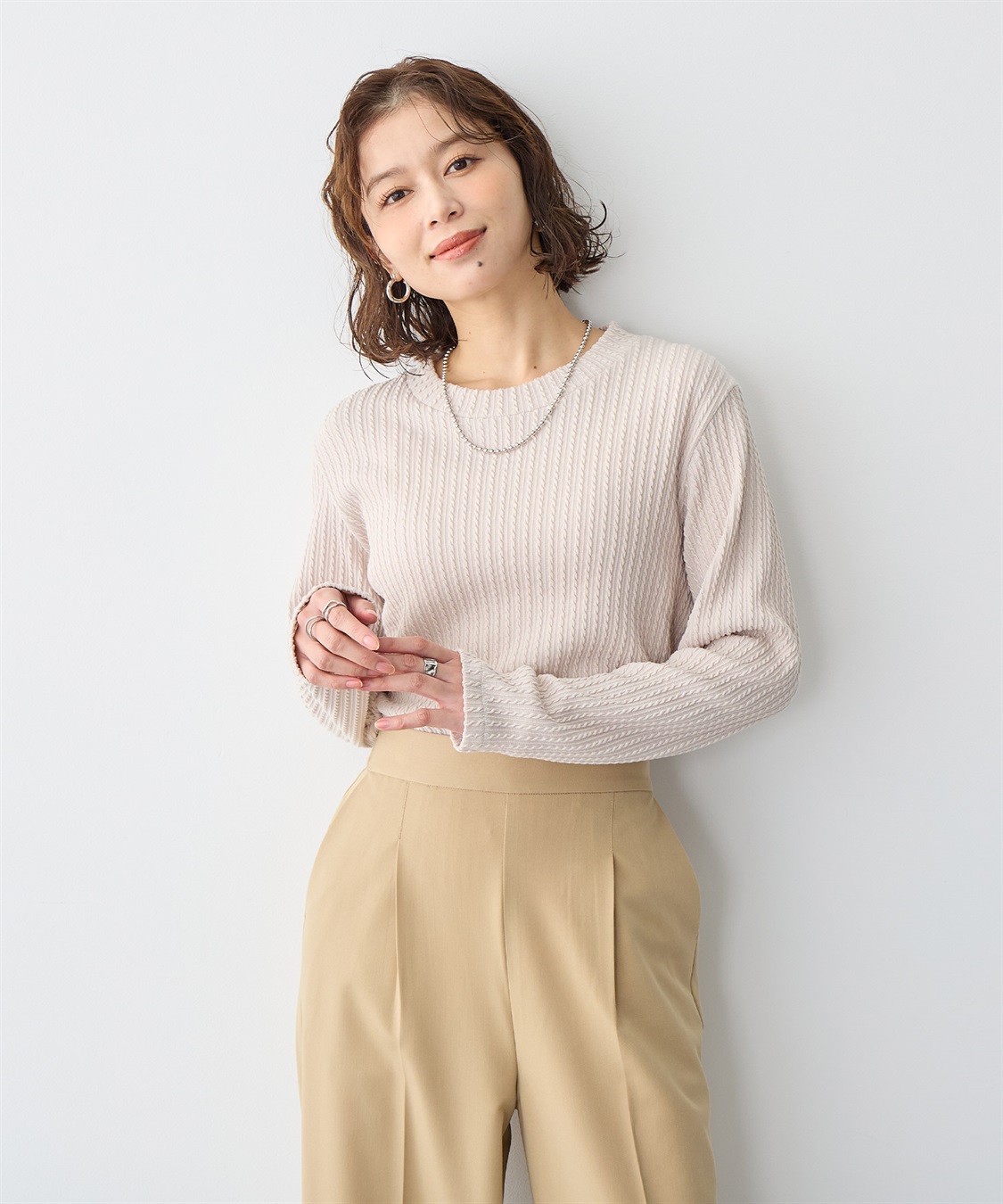 anyfee/プラスサイズ】プチハイネックTシャツ anyfee｜クロスプラス