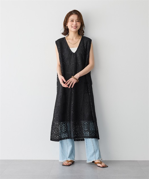 新品未使用☆aimer anche ノースリーブ ロングワンピース WEB限定】ジャカードノースリーブカラーロングドレス（ドレス