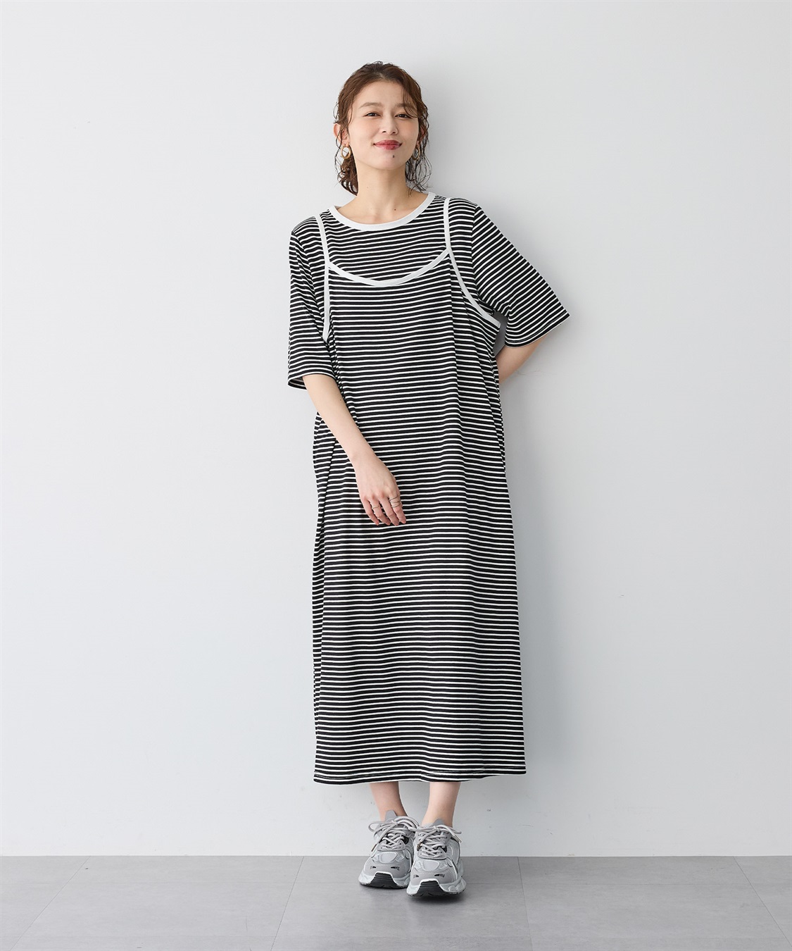 anyfee 【anyfee/プラスサイズ】TシャツSETレイヤードキャミワンピース/アンサンブル_main