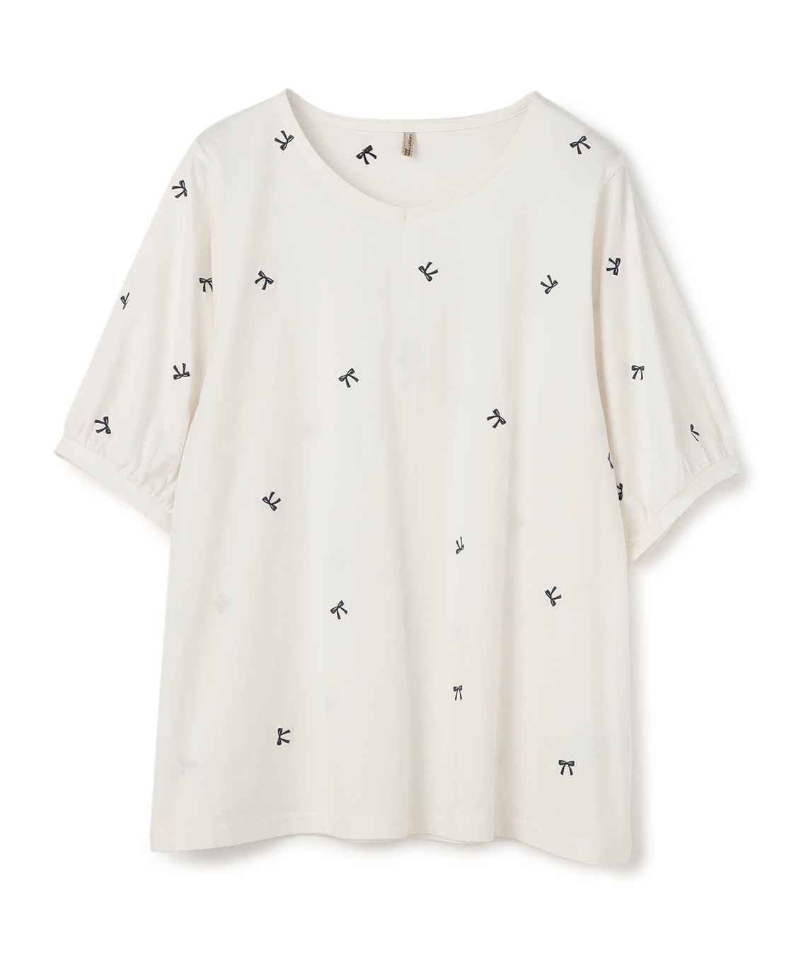 Life Style by cross marche 【anyfee/プラスサイズ】リボン刺繍Tシャツ_variation_1