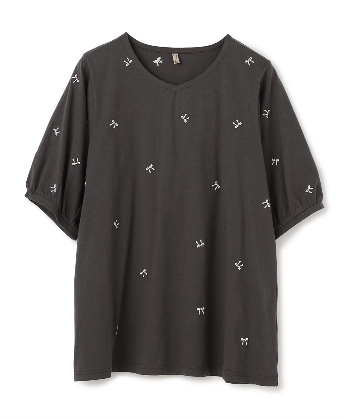 Life Style by cross marche 【anyfee/プラスサイズ】リボン刺繍Tシャツ_variation_2