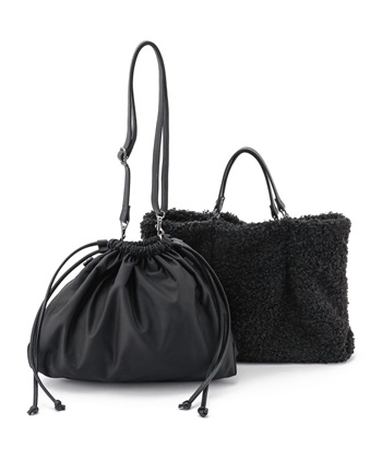 インバッグ付きボアトートバッグ(ブラック-FREE)