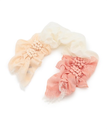 カラーブロックつぶつぶストール(オレンジ-FREE)