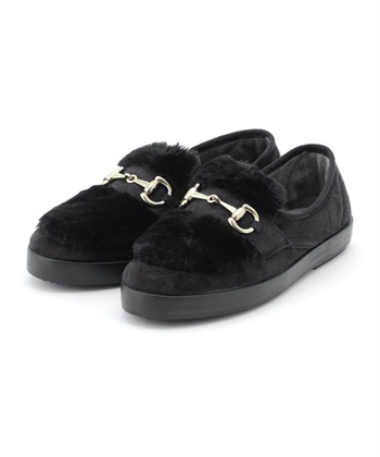 フェイクファービットローファー(ブラック-36)