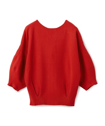 ボリューム袖プルオーバーニット(レッド-36)