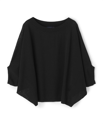 ボートネックシアーニット(ブラック-36)