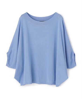 ボートネックシアーニット(サックス-36)