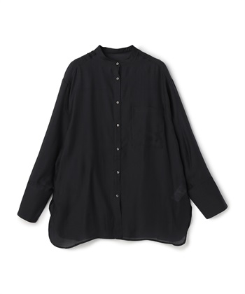 ノーカラーシアーブラウス(ブラック-36)