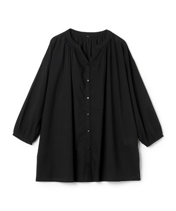 コットンギャザーチュニック(ブラック-36)