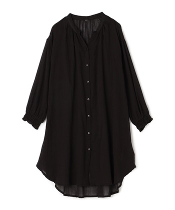 コットンクレープチュニックシャツ(ブラック-36)