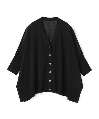 ビッグシルエットVネックドルマンカーディガン(ブラック-36)