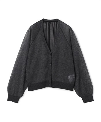シースルーラメ入りニットカーディガン(ブラック-36)