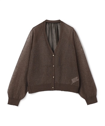 シースルーラメ入りニットカーディガン(ブラウン-36)