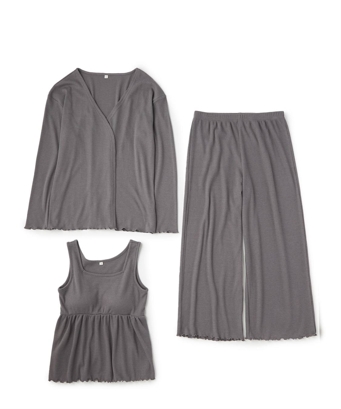 LAFUKU 【LAFUKU/ラフク】カップ付きワッフルルームウェア3点SET_variation_1